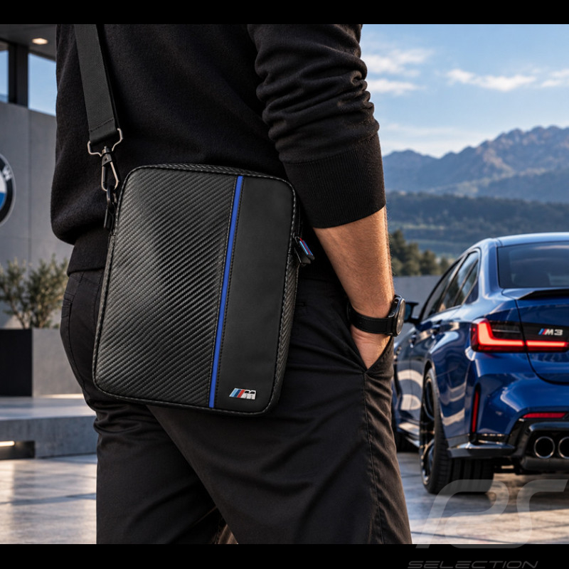 BMW Schultertasche aus Kunstleder Schwarz / Blau BMTB10CAPNBK