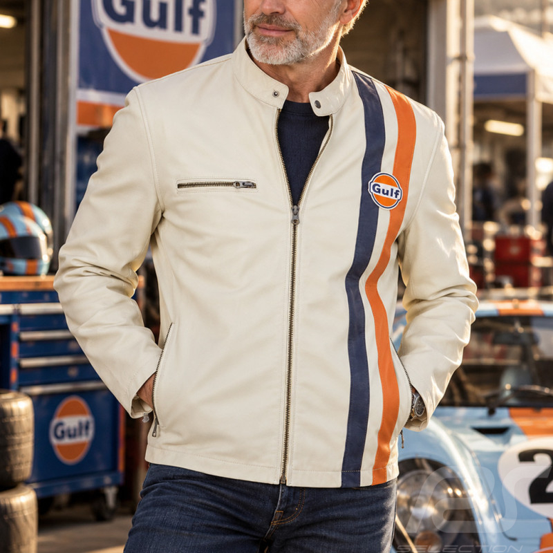 Veste en Cuir Gulf Roadmaster Beige GU252JAM05-001