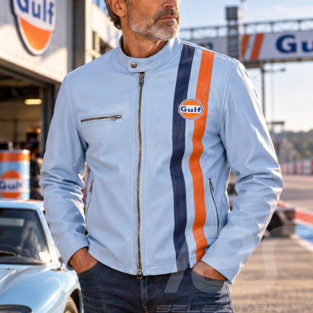 Gulf Lederjacke Roadmaster Hellblau GU252JAM05-125