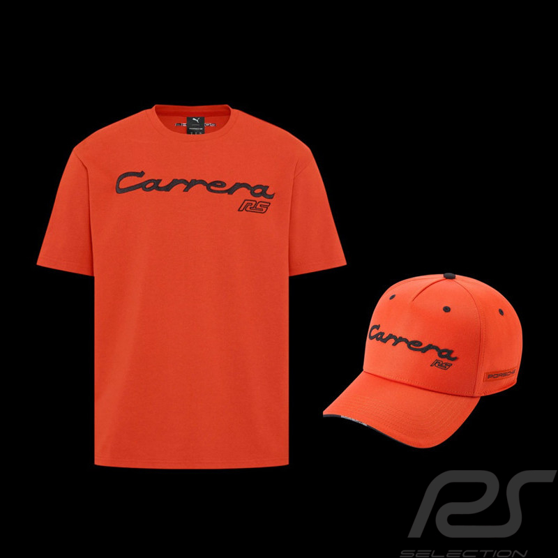 Duo T-shirt Porsche et Casquette 911 Carrera RS 2.7 Orange Tangerine