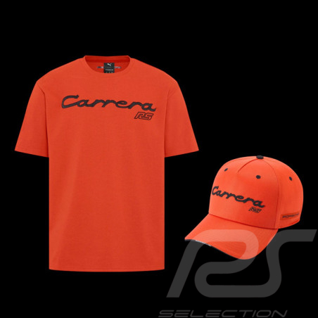 Duo T-shirt Porsche et Casquette 911 Carrera RS 2.7 Orange Tangerine
