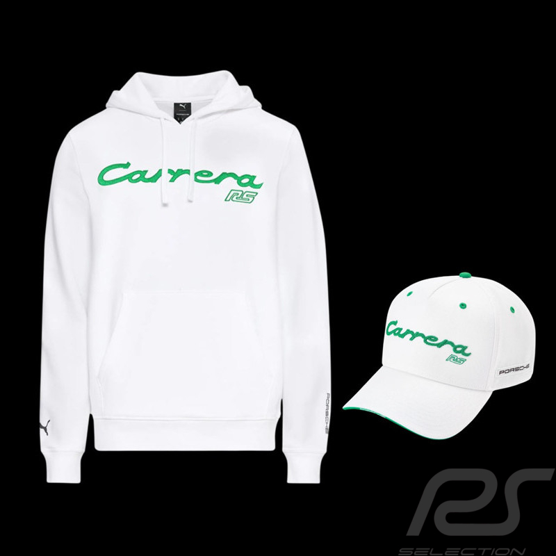 Duo Sweat Porsche et Casquette 911 Carrera RS 2.7 Blanc Grand Prix / Vert