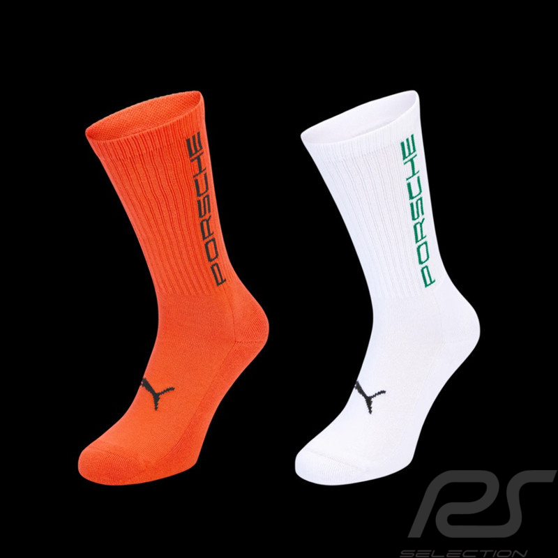 Porsche Socks 911 Carrera RS 2.7 - Set of 2 pairs Puma Tangerine Orange / Grand Prix White WAP127RS2