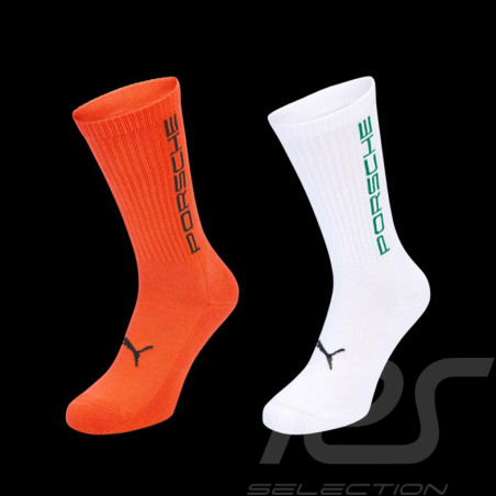 Porsche Socks 911 Carrera RS 2.7 - Set of 2 pairs Puma Tangerine Orange / Grand Prix White WAP127RS2