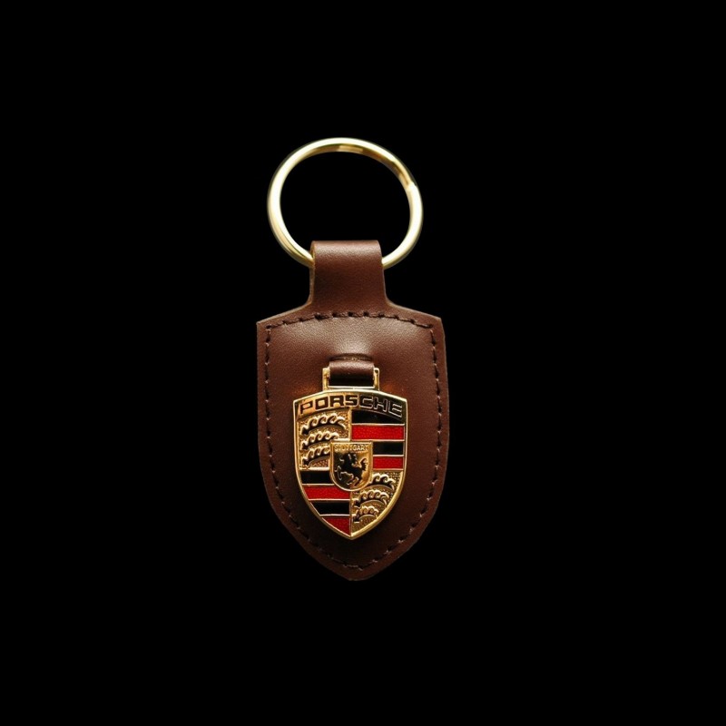 Porte-clés Porsche Design En Cercle Cuir Marron Foncé - Neuf Avec étiquettes