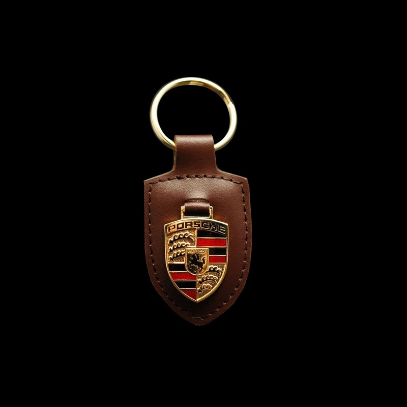 Porte-clés écusson Porsche marron