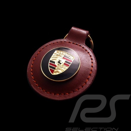 Porsche crest keyring brown round