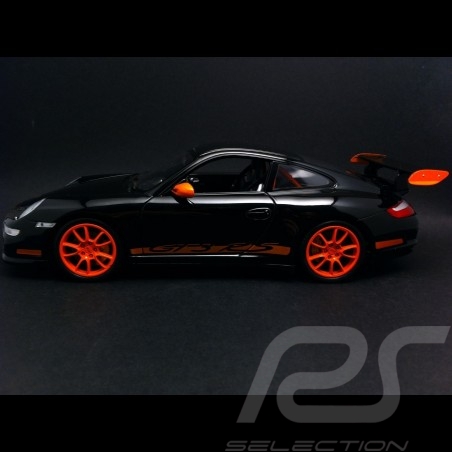 Porsche 911 type 997 GT3 RS noire black schwarz / orange 1/18 Welly 18015