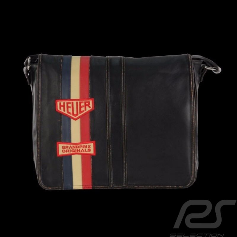 Sac reporter Gulf bandoulière cuir noir Messenger bag Gulf black leather Messengerbag Gulf schwarz Leder