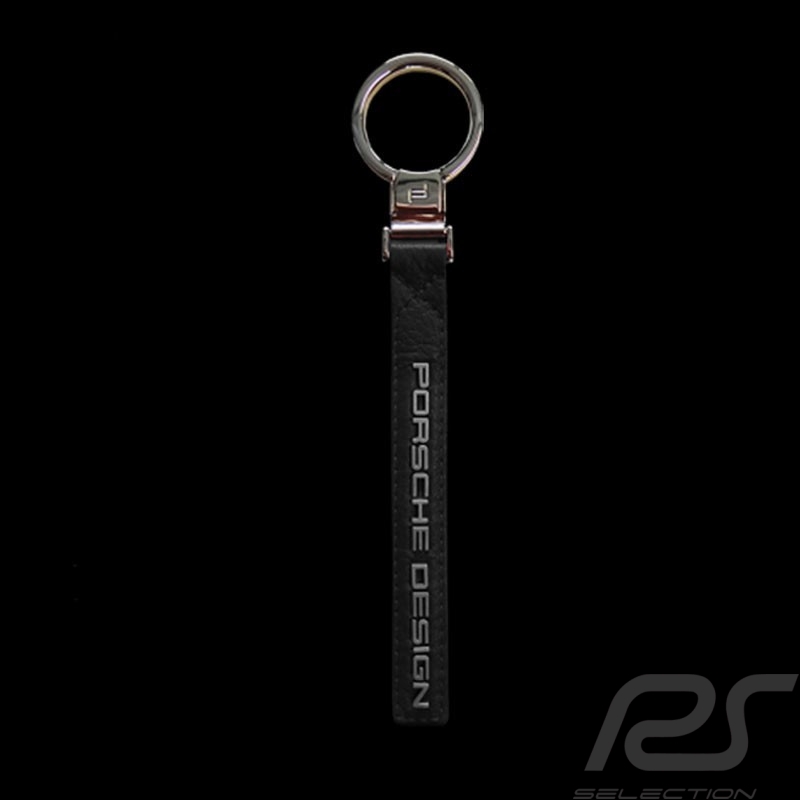 Black leather key ring with Porsche Design logo Black leather key ring with Porsche Design logo