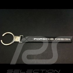 Black leather key ring with Porsche Design logo
