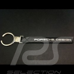 Schwarz Leder Schlüsselring mit Porsche Design logo 