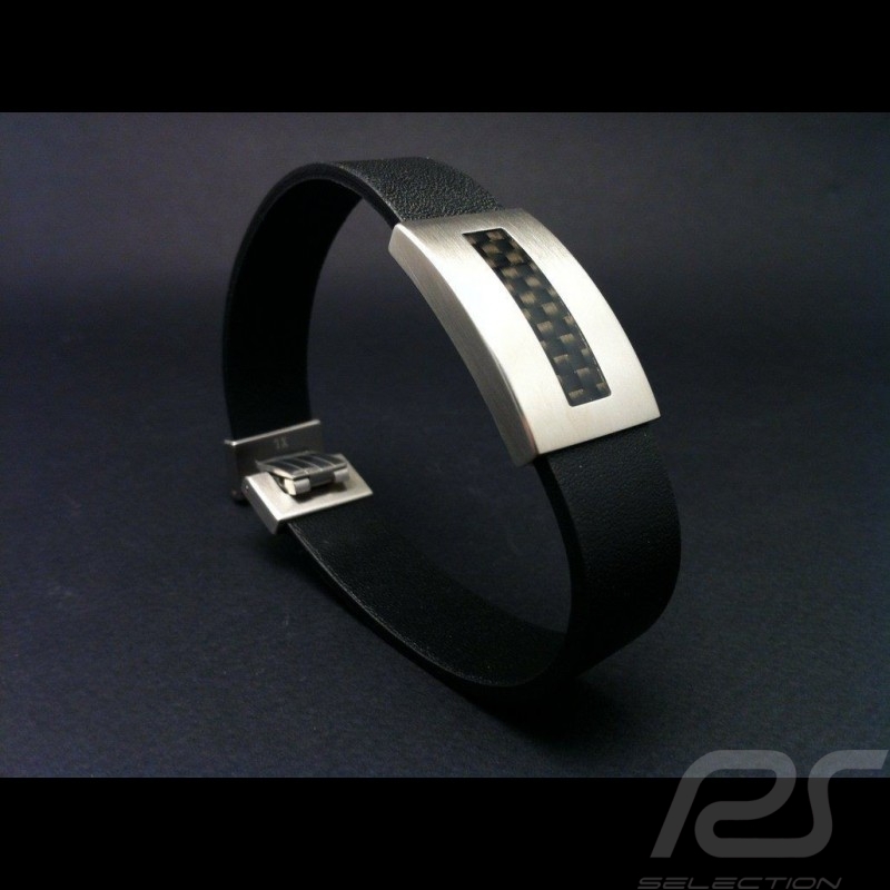 Bracelet cuir avec acier et carbone Swatch 