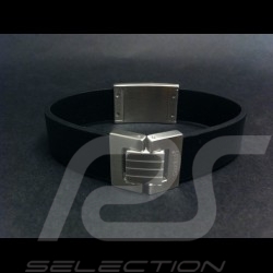 Leather bracelet with steel and carbon Swatch
