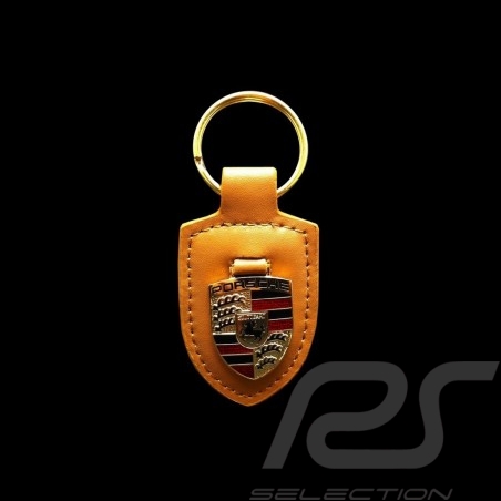 Porte-clés écusson Porsche cognac