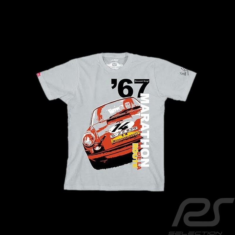 T-Shirt Herren Porsche 911 Marathon de la route 1967 grau T-Shirt Herren Porsche 911 Marathon de la route 1967 grau