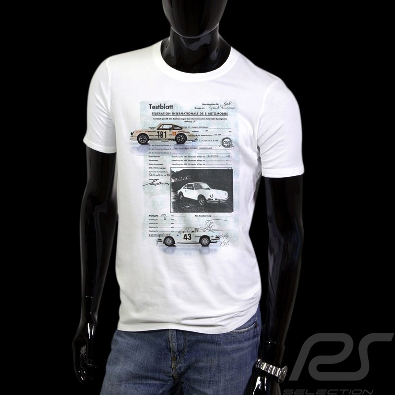T-Shirt Herren Porsche 911 Testblatt 608 weiß T-Shirt Herren Porsche 911 Testblatt 608 weiß