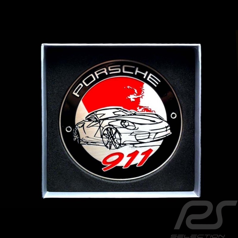 Abzeichen Kühlergrill 911 rot schwartz silber Porsche Design ref WAP050 Abzeichen Kühlergrill 911 rot schwartz silber Porsche Design ref WAP050