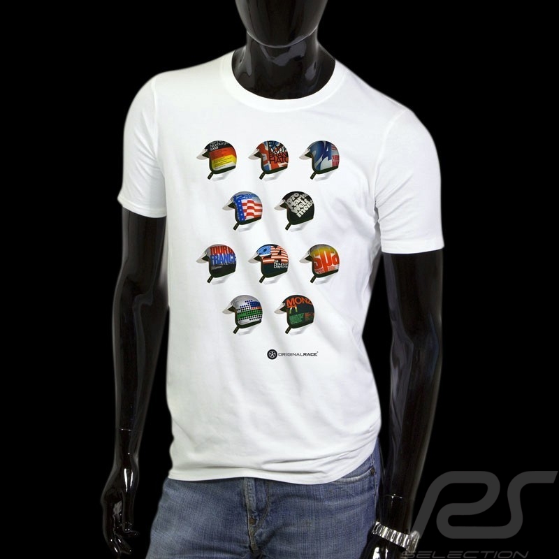 T-Shirt Herren Pilot Helm Klassische Rennen weiß T-Shirt Herren Pilot Helm Klassische Rennen weiß