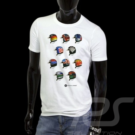 Men’s T-shirt pilot helmet Classic races white