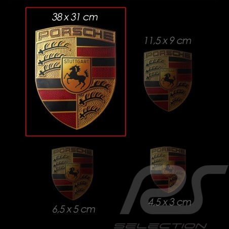 Grand Autocollant emblème Porsche 38x31 cm WAP013004