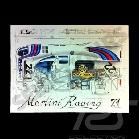 Porsche 917 K Martini Racing 1971 reproduction d'un dessin original de Sébastien Sauvadet