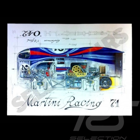 Porsche 917 K Martini Racing 1971 reproduction d'un dessin original de Sébastien Sauvadet