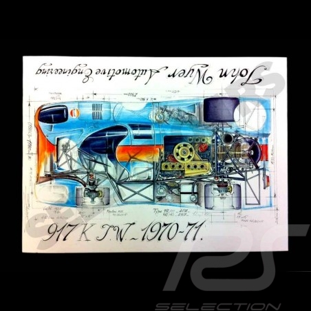 Porsche 917 K Martini Racing 1971 reproduction d'un dessin original de Sébastien Sauvadet