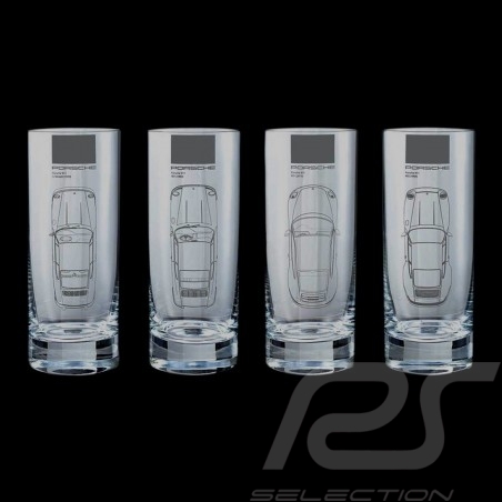 Set de 4 verres Porsche 911 silhouettes Long drink Set of 4 long drinks Set von 4 Gläser 