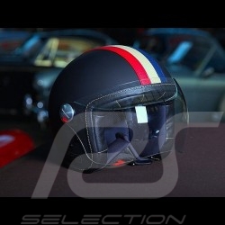 Racing Helm Vintage schwarz drei Streifen