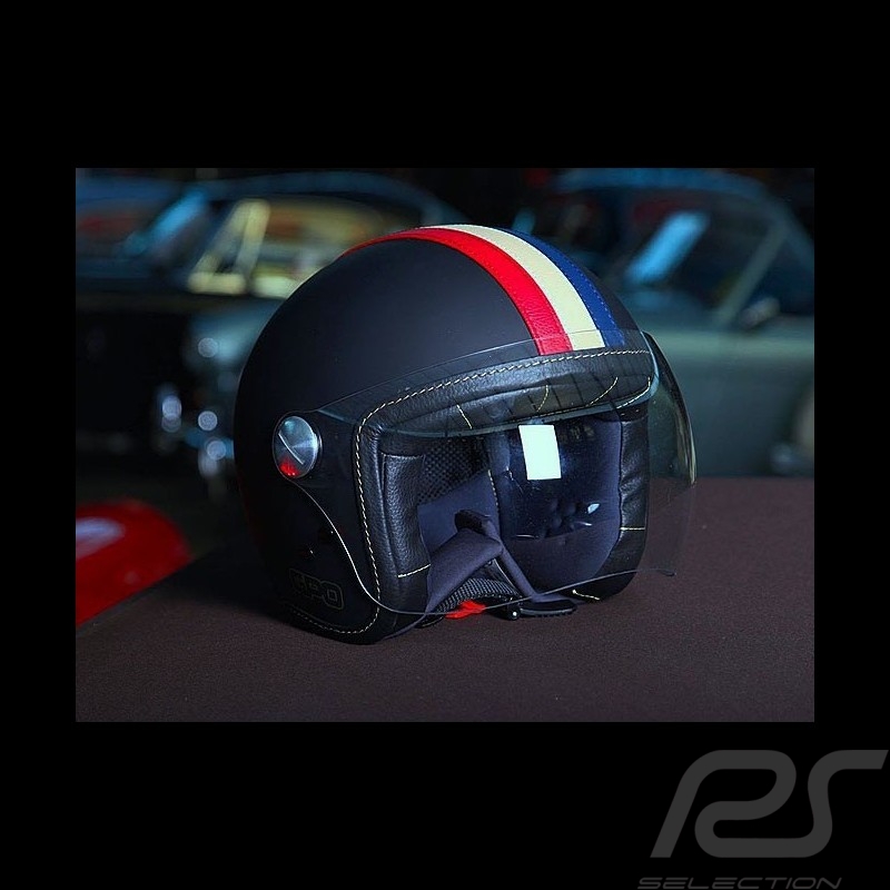 Casque de course vintage trois rayures