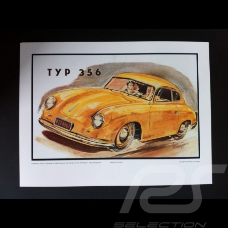 Porsche 356 1951 reproduction d'une affiche originale de Erich Strenger