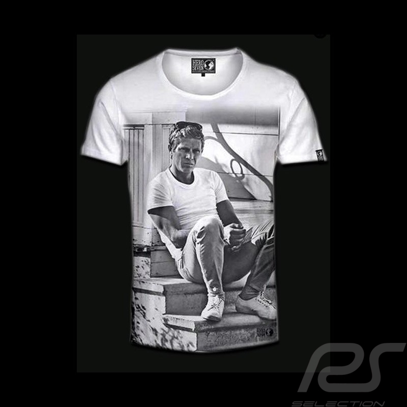 T-Shirt Steve McQueen sitzt weiß - Herren T-Shirt Steve McQueen sitzt weiß - Herren