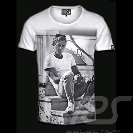 T-shirt  Steve McQueen sitting white - Men