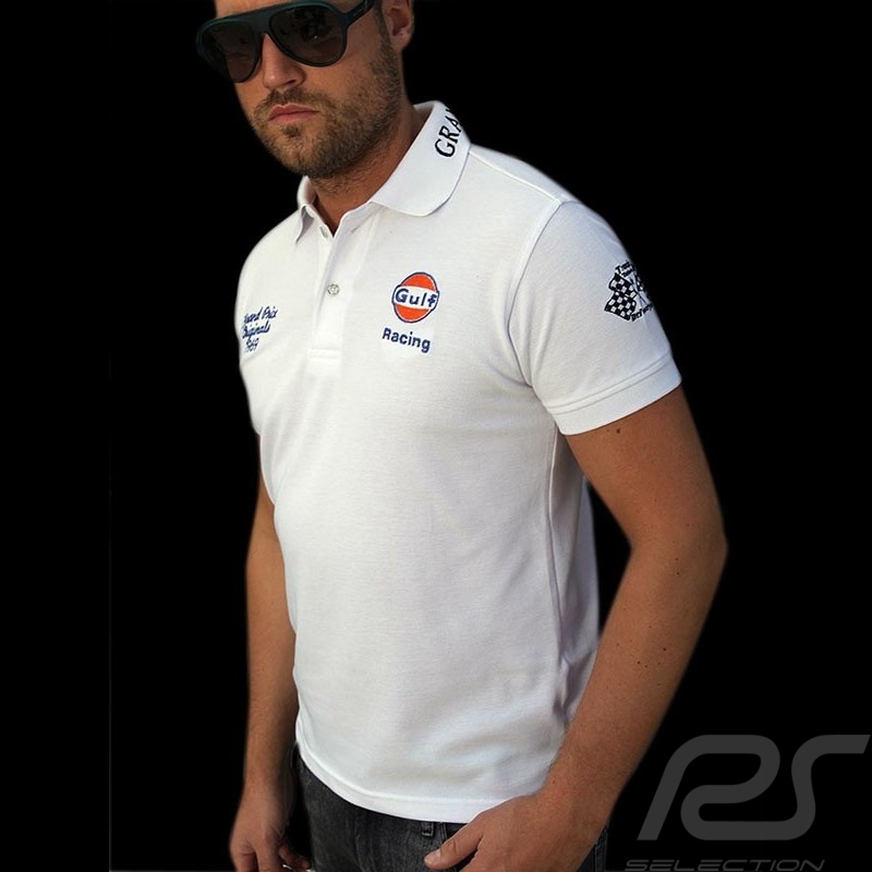 Men's Polo shirt Gulf Racing white Men's Polo shirt Gulf Racing white