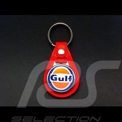 Porte-clés cuir écusson Gulf rouge