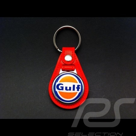 Gulf crest leather keyring red