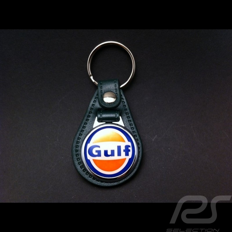 Gulf Porte-clés cuir écusson vert  crest leather keyring green Schlüsselanhänger Wappen Lederplatte grün