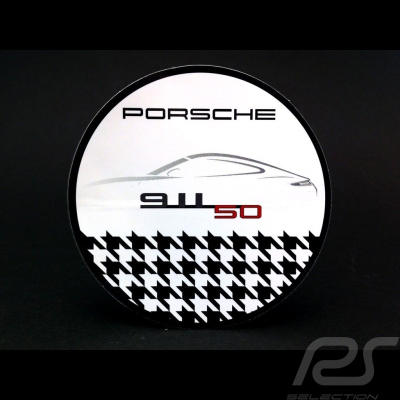 Porsche 911 50 jahre Hahnentritt Aufkleber Ø 6 cm