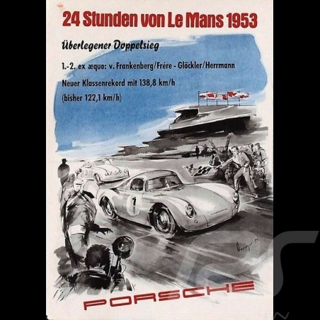 Porsche Poster 24h du Mans 1953 Porsche 550 reproduction d'une affiche originale de Erich Strenger
