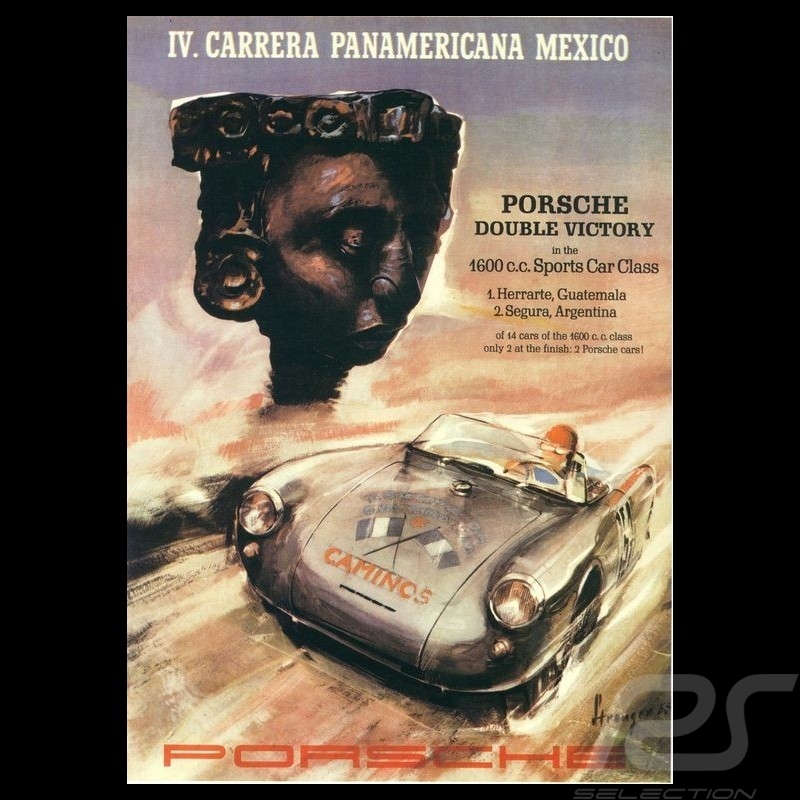 Porsche Poster 4th Carrera Panamericana 1953 originale Plakat von Erich Strenger Porsche Poster 4th Carrera Panamericana 1953 originale Plakat von Erich Strenger