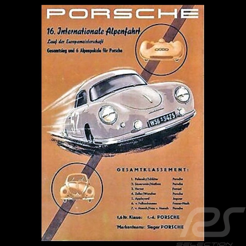 Porsche Poster Internationale Alpenfahrt 1953 original poster by Erich Strenger