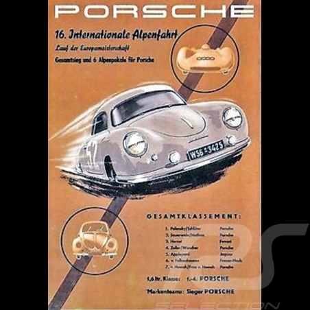 Porsche Poster Internationale Alpenfahrt 1953 affiche originale de Erich Strenger