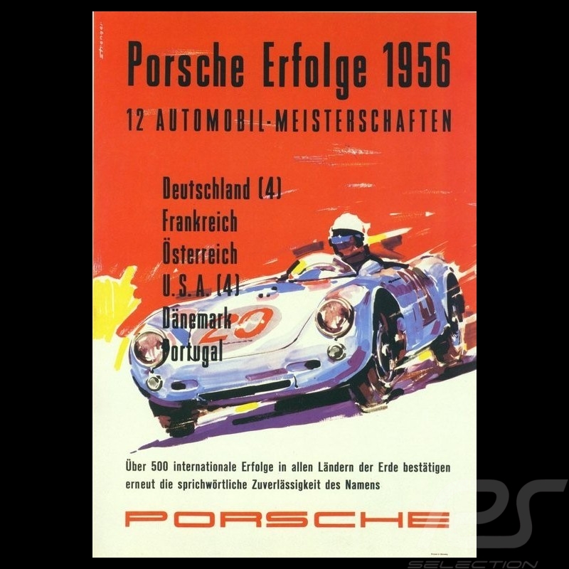 Porsche Poster Erfolge 1956 Porsche 550 originale Plakat von Erich Strenger Porsche Poster Erfolge 1956 Porsche 550 originale Plakat von Erich Strenger