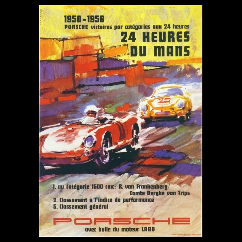 Porsche Poster 24h du Mans 1950 - 1956 - 91 - original poster by Erich Strenger