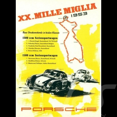 Porsche Poster 20th Mille Miglia 1953 affiche originale de Erich Strenger