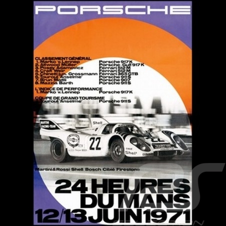 Porsche Poster 24h du Mans 12-13 Juin 1971 