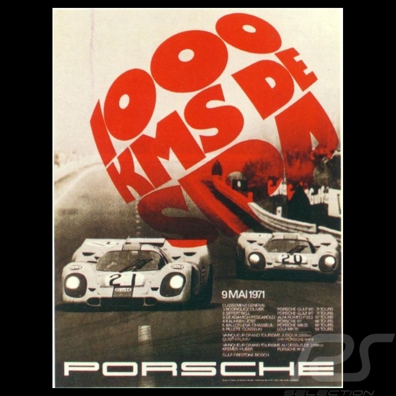 Porsche Poster 1000 km  de Spa 1971