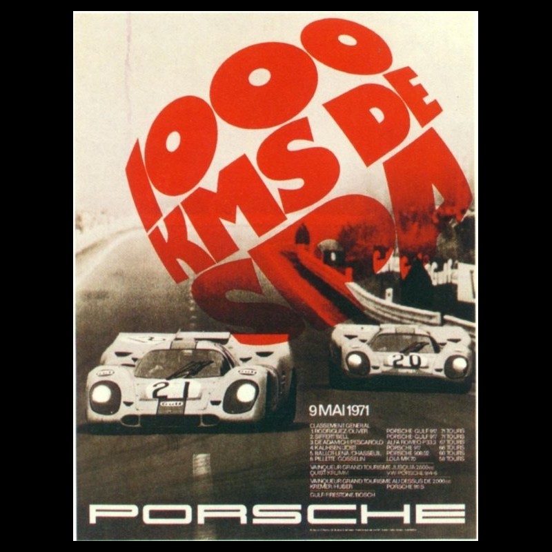 Porsche Poster 1000 km de Spa 1971