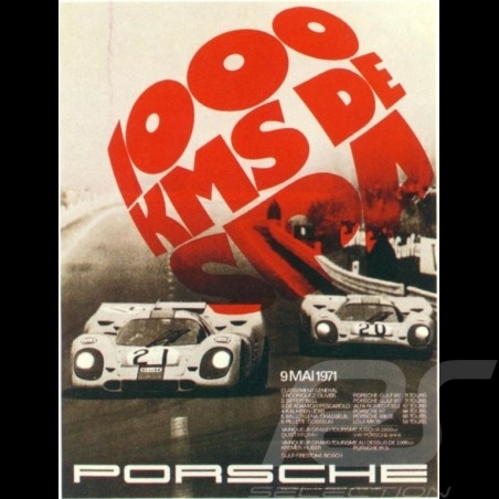 Porsche Poster 1000 km  de Spa 1971 
